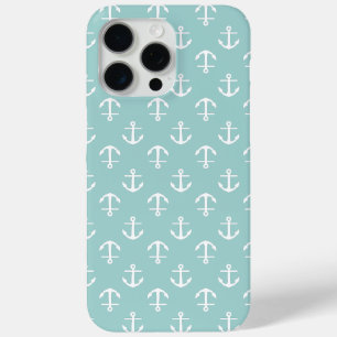Trendy Mint Anchors Patroon iPhone 15 Pro Max Hoesje
