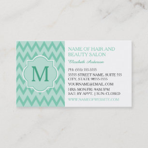 Trendy Mint Chevron Zigzag Monogram Hair Boutique Visitekaartje