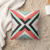 Trendy Mint Coral Black Geometric Design Pillow Kussen (Blanket)