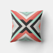 Trendy Mint Coral Black Geometric Design Pillow Kussen (Back)