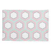 Trendy Mint en Coral Geometric Pattern Kussensloop (Achterkant)