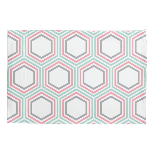 Trendy Mint en Coral Geometric Pattern Kussensloop (Achterkant)