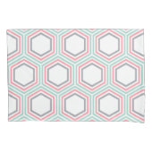 Trendy Mint en Coral Geometric Pattern Kussensloop (Voorkant)