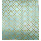 Trendy Mint Gold Glitter Mermaid Scales Douchegordijn (Voorkant)
