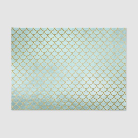 Trendy Mint Gold Glitter Mermaid Scales Tissuepapier (Voorkant)