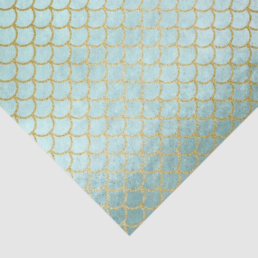 Trendy Mint Gold Glitter Mermaid Scales Tissuepapier (Detail)