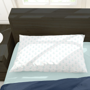 Trendy Mint Green Anchors Pattern Kussensloop