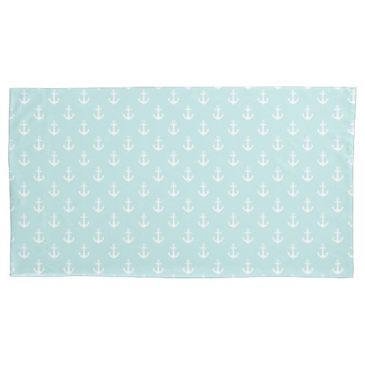 Trendy Mint Green Anchors Pattern Kussensloop (Voorkant)