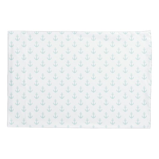 Trendy Mint Green Anchors Pattern Kussensloop (Achterkant)
