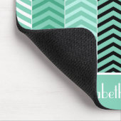 Trendy mint Green Chevron Stripes met naam Muismat (Hoek)