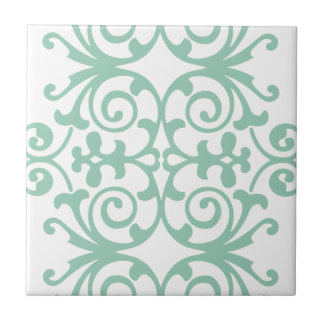 Trendy Mint Green Damask Pattern Tegeltje