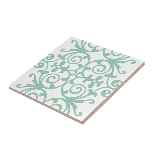 Trendy Mint Green Damask Pattern Tegeltje (Zijkant)