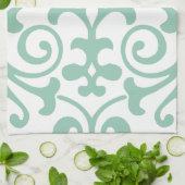Trendy Mint Green Damask Pattern Theedoek (Gevouwen)