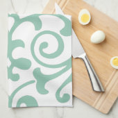 Trendy Mint Green Damask Pattern Theedoek (Quarter Fold)