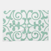Trendy Mint Green Damask Pattern Theedoek (Horizontaal)