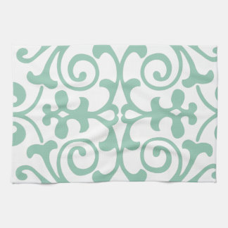 Trendy Mint Green Damask Pattern Theedoek