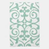Trendy Mint Green Damask Pattern Theedoek (Verticaal)