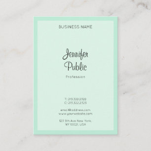 Trendy Mint Green Elegant Handgeschreven Script Na Visitekaartje