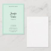 Trendy Mint Green Elegant Handgeschreven Script Na Visitekaartje (Voorkant / Achterkant)