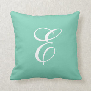 Trendy Mint Green en White Monogram Sierkussen