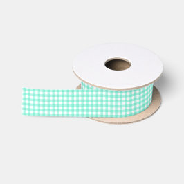 Trendy Mint Green Gingham Pattern Satijnen Lint