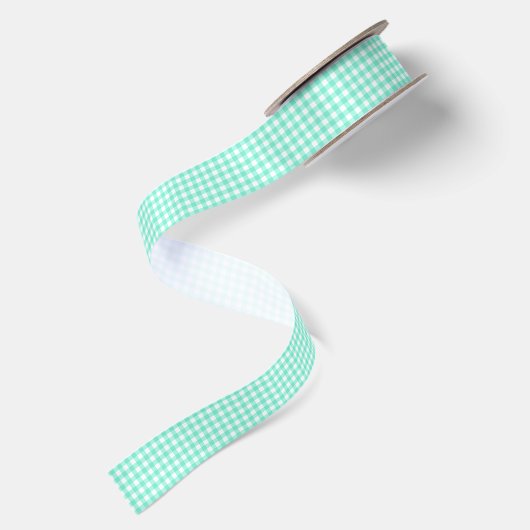 Trendy Mint Green Gingham Pattern Satijnen Lint (Achterkant)