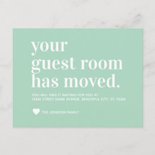 Trendy Mint Green Guest Room Moving Announement Aankondigingskaart