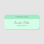 Trendy Mint Green Modern Hand Name Script Elegant Naamplaatje (Voorkant)