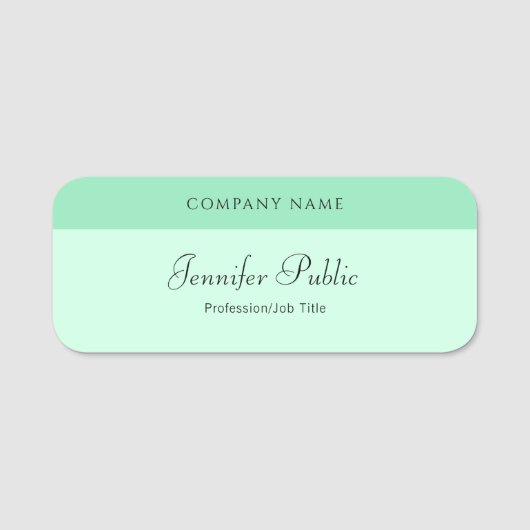 Trendy Mint Green Modern Hand Name Script Elegant Naamplaatje (Voorkant)