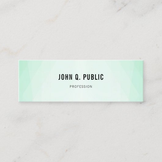 Trendy Mint Green Modern Minimalist Sjabloon Mini Visitekaartje (Voorkant)