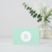 Trendy Mint Green Modern Monogrammed Sjabloon Visitekaartje (Staand voorkant)