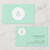 Trendy Mint Green Modern Monogrammed Sjabloon Visitekaartje (Voorkant / Achterkant)
