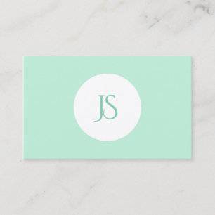 Trendy Mint Green Modern Monogrammed Sjabloon Visitekaartje