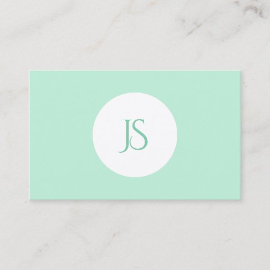 Trendy Mint Green Modern Monogrammed Sjabloon Visitekaartje (Voorkant)
