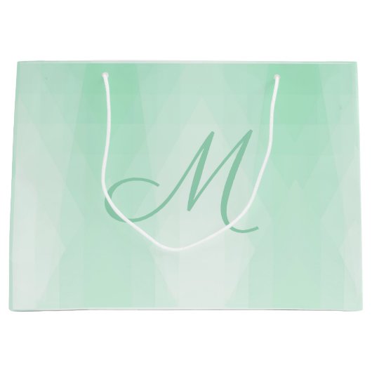 Trendy Mint Green Monogrammed Modern Sjabloon Groot Cadeauzakje (Voorkant)