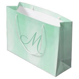 Trendy Mint Green Monogrammed Modern Sjabloon Groot Cadeauzakje