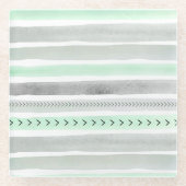 Trendy Mint Green Paint Stripes Pattern Glazen Onderzetter (Voorkant)