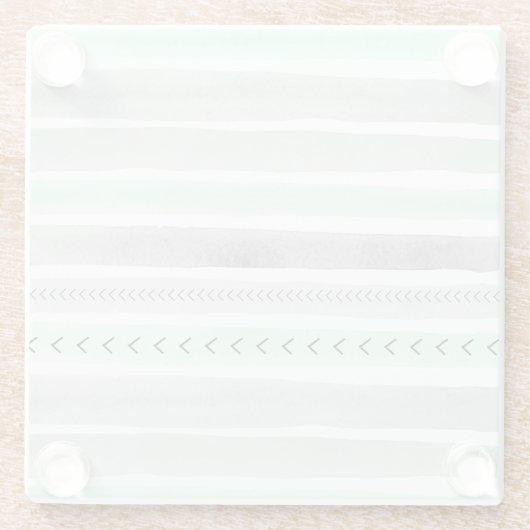 Trendy Mint Green Paint Stripes Pattern Glazen Onderzetter (Achterkant)