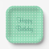 Trendy Mint Green Sjabloon Happy Birthday Text Dot Papieren Bordje (Voorkant)