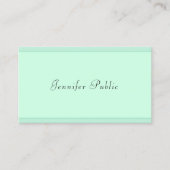 Trendy Mint Green Sjabloon Modern Script Monogram Visitekaartje (Voorkant)