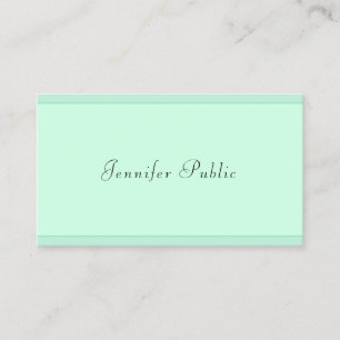Trendy Mint Green Sjabloon Modern Script Monogram Visitekaartje
