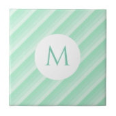 Trendy Mint Green Stripes Monogram Moderne Sjabloo Tegeltje (Voorkant)