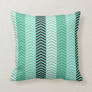 Trendy Mint Green Variegated Chevron Stripes Kussen