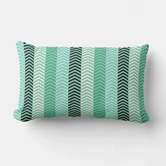 Trendy Mint Green Variegated Chevron Stripes Kussen (Voorkant)
