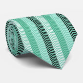 Trendy Mint Green Variegated Chevron Stripes Stropdas (Opgerold)