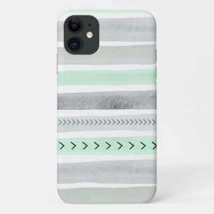 Trendy Mint Green Waterverf Stripes Design Case-Mate iPhone Case