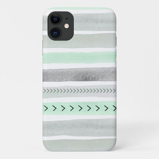 Trendy Mint Green Waterverf Stripes Design Case-Mate iPhone Case (Achterkant)