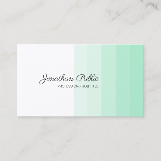 Trendy Mint Green White Handgeschreven Script Name Visitekaartje (Voorkant)