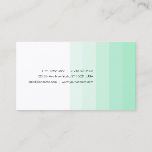 Trendy Mint Green White Handgeschreven Script Name Visitekaartje (Achterkant)