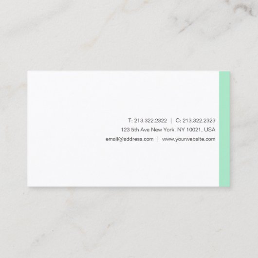 Trendy Mint Green White Modern Calligraphy Script Visitekaartje (Achterkant)